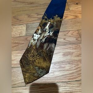 Vintage Liberty Of London Navy‎ Hunting Dogs Tie Italian Silk Made In USA